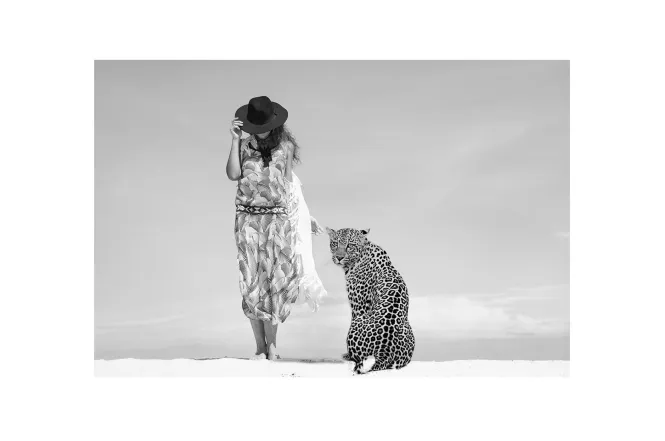 Hovedbilde Glass picture lady & tiger No.2 - 90 cm x 150cm ...