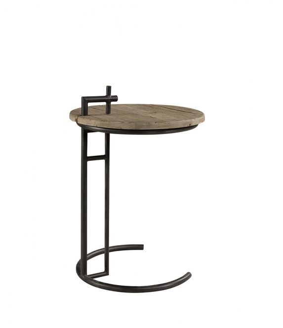 Hovedbilde WEST Old elm lampebord med metallramme  55Ø x 78h ...