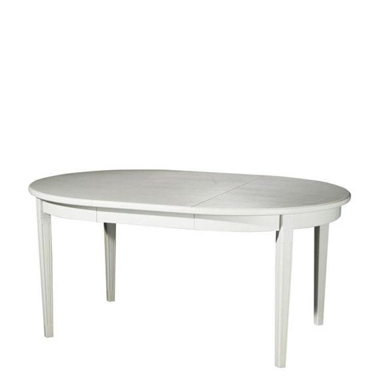 Stockholm spisebord Ø115 cm med 3 ileggsplater 584WW whitewash