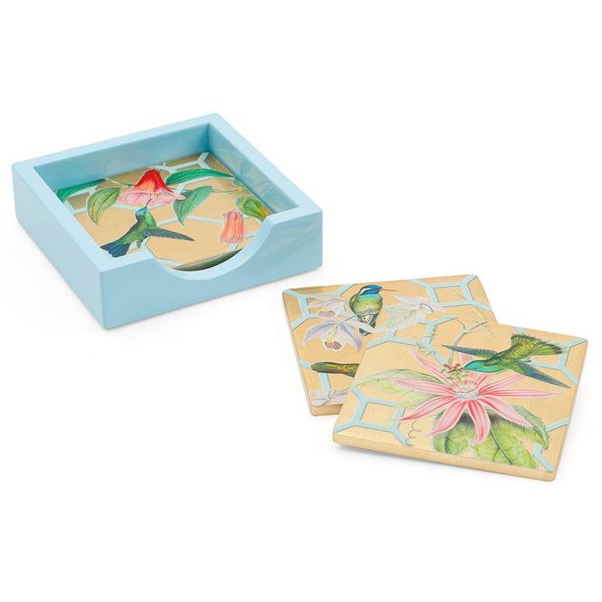Hovedbilde Hummingbird Trellis Square Lacquer Coasters in ...