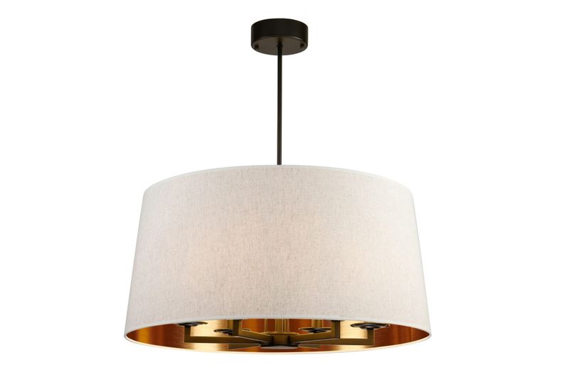 Taklampe Aruba D75cm 6armer sort Sand lin skjerm copper pvc  Var