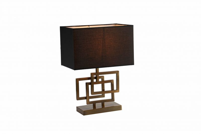 Bordlampe Granada gull h48cm skjerm 40x20cm m/ firkant sort skje