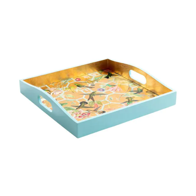 Hovedbilde Hummingbird Trellis Lacquer Square Tray in Ivory ...