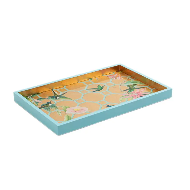 Hovedbilde Hummingbird Trellis Lacquer Vanity Tray in Gold - ...