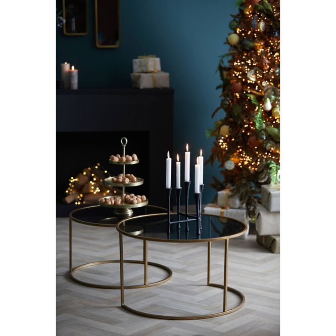 Hovedbilde DUARTE smoked glass-gold  coffee table S/2 ...